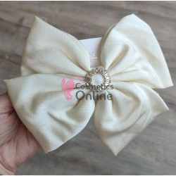 Accesoriu pentru decor par cu Fundita din satin si clema metalica TRD045PP Crem